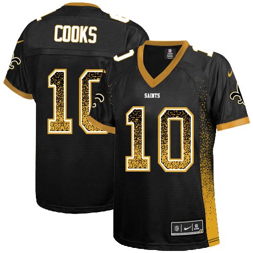 Women's Elite Brandin Cooks Nike Jersey Black - #10 Drift Fashion NFL New Orleans Saints